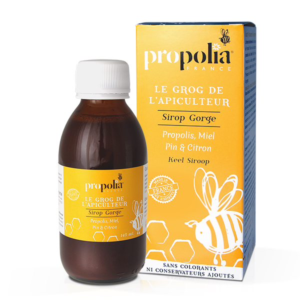 Sirop douce gorge PROPOLIA. Propolis, miel et extraits de plante. Le flacon de 150 ml