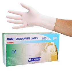 gants latex euromedis avec poudre - LA BOITE DE 100