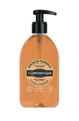 Savon de Marseille liquide "Le Comptoir du Bain" - "FLEUR D'ORANGER" - le flacon-pompe de 500 ml